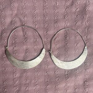 Handmade Sterling Silver Crescent Hoop Earrings